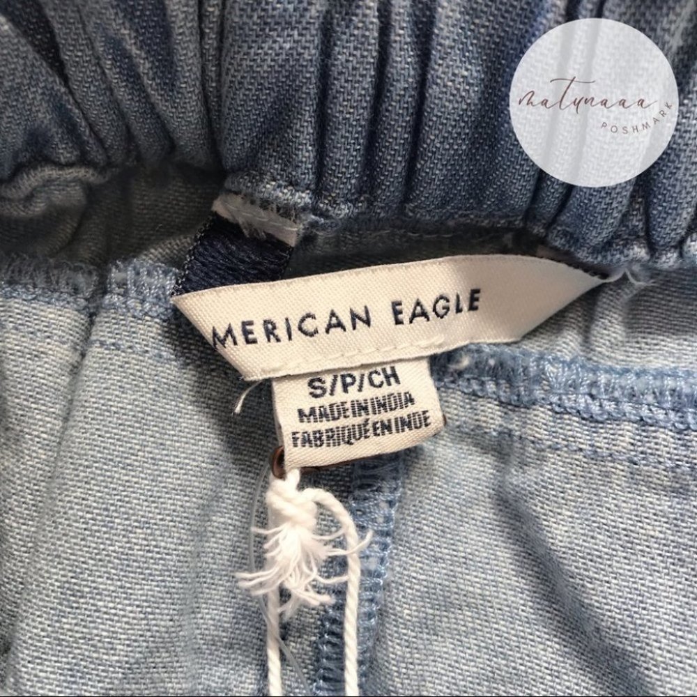 American Eagle Outfitters Chambray Cropped Wide Leg Pants - Picture 2 of 3